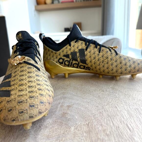 Adidas Adizero Snoop Dogg Money Cleats Gold Black Football‎ Shoes Size 12 Rare main image 5